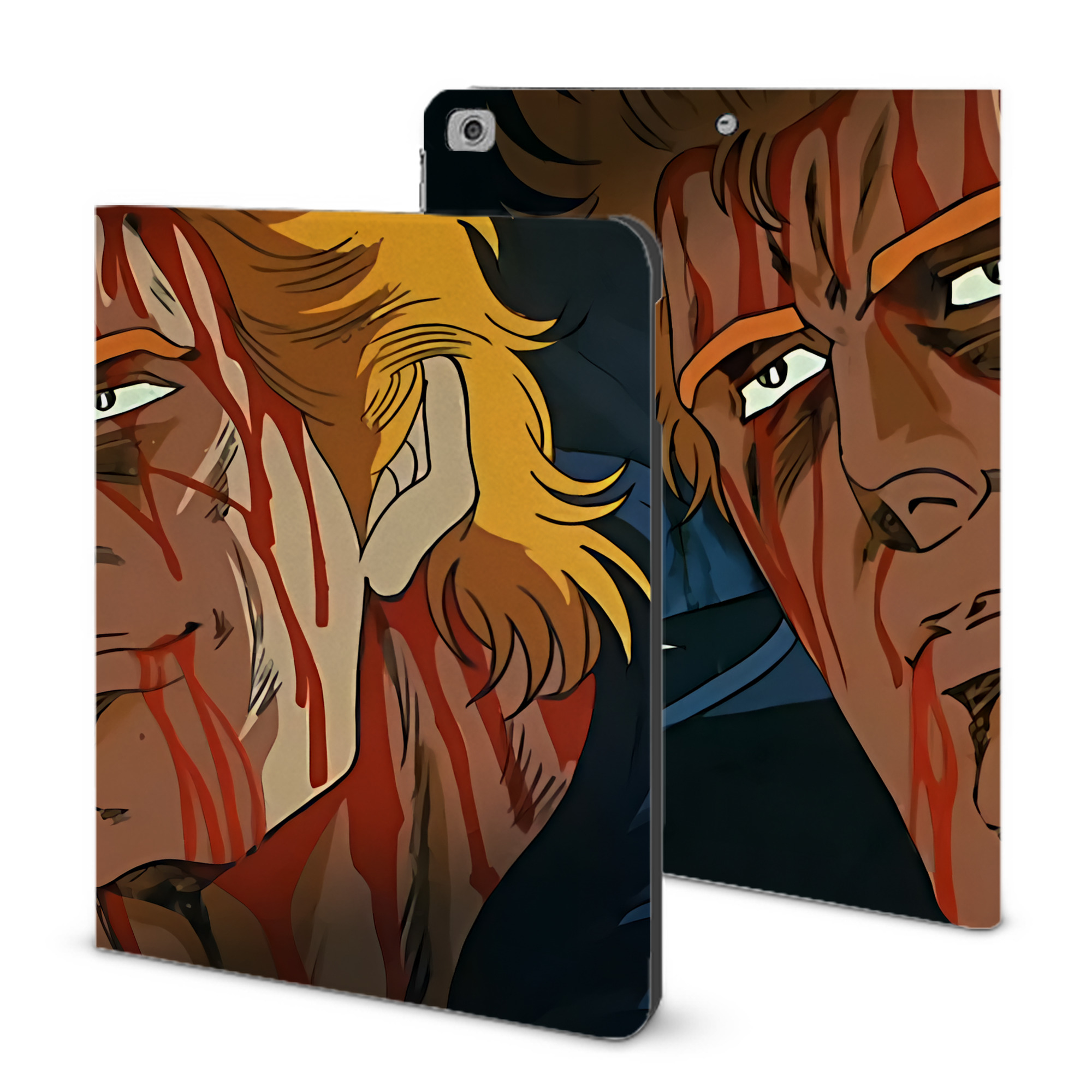 （画像用） 北斗の拳 Fist of the North Star IPad ケース ブック型 PUレザー TPU 耐衝撃 軽量 薄型 ペン収納なし 全面保護 IPad 各モデル対応